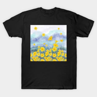 Daylily flowers over stormy sky T-Shirt